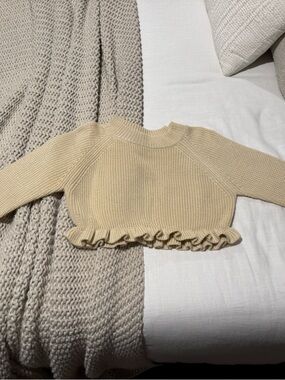 Storia Beige Ruffle crop Sweater